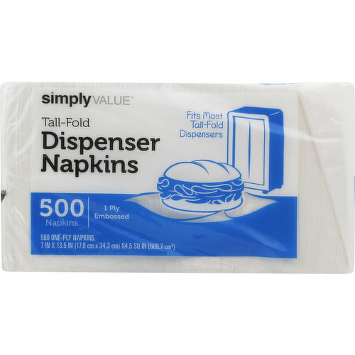 Simply Value Napkins, Dispenser, Tall-Fold, 1 Ply