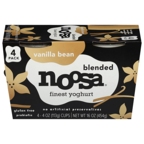 Noosa Finest Yoghurt, Vanilla Bean, Blended, 4 Pack