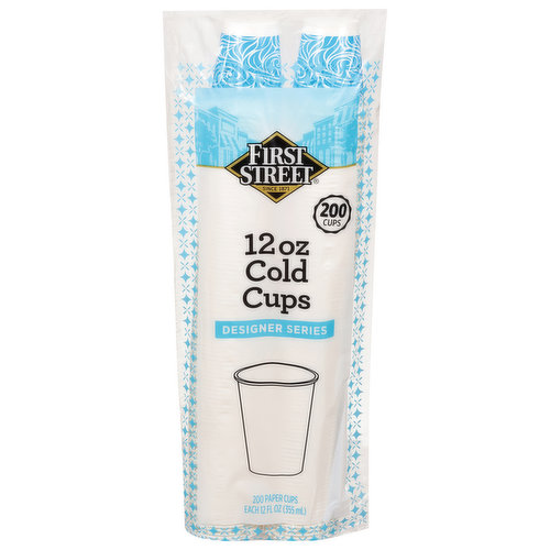 First Street Paper Cups, Cold, Designer Series, 12 Ounce