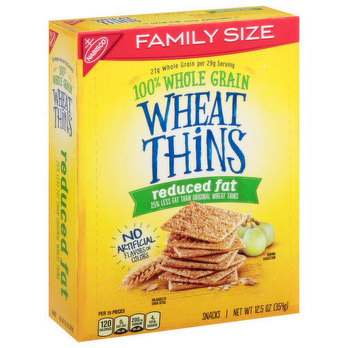 Wheat Thins Snacks, Reduced Fat, 100% Whole Grain, Family Size