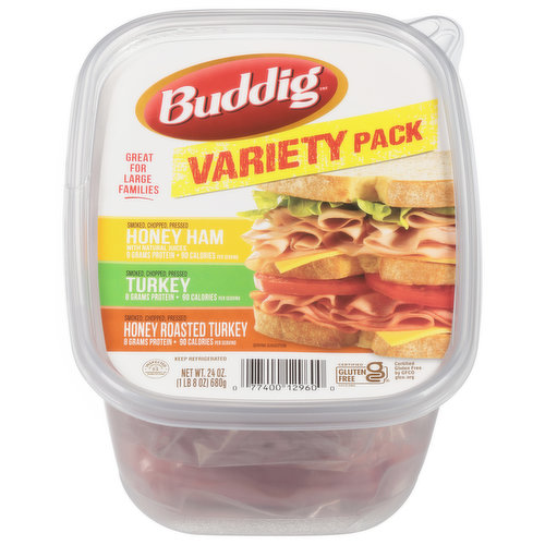 Buddig Lunch Meat, Honey Ham/Turkey/Honey Roasted Turkey, Variety Pack