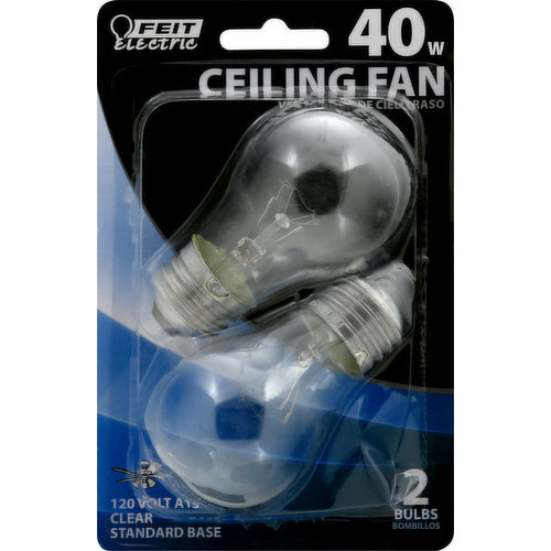 Feit Electric Light Bulbs, Ceiling Fan, Clear, 40 Watts
