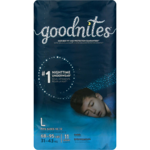 GoodNites Underwear, Nighttime, Boys, Large (68-95 lbs)