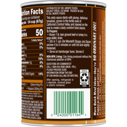 Del Monte Sloppy Joe Original Sauce