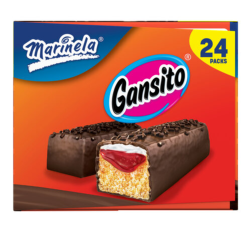 Marinela Strawberry Chocolate Flavored Covered Filled Snack Cake, 24 packs, (1 ct each), 42.24 lbs  Case