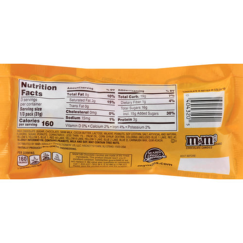 Peanut m and deals ms nutrition label