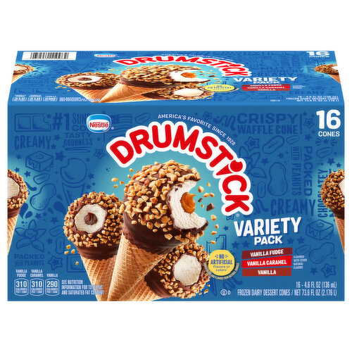 Drumstick Drumstick Sundae Cones Variety Pack - Vanilla, Vanilla Fudge, Vanilla Caramel, 16 Ct