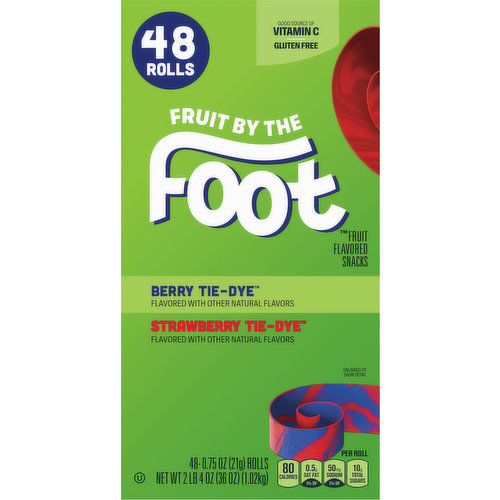 Fruit by the Foot Fruit Flavored Snacks, Berry Tie-Dye/Strawberry Tie-Dye