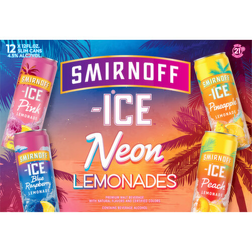 Smirnoff Ice Malt Beverage, Premium, Neon Lemonades