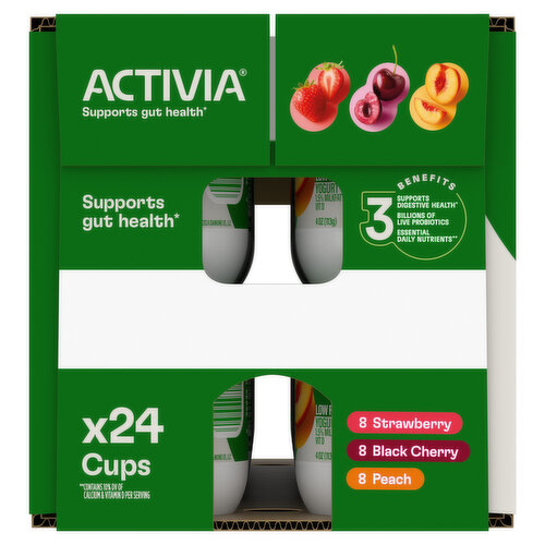 Activia Strawberry and Black Cherry and Peach Low Fat Probiotic Yogurt