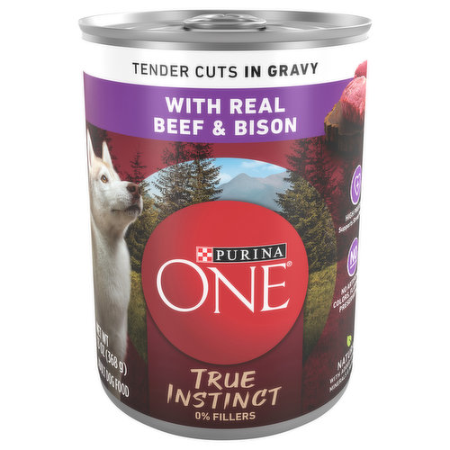Purina One Dog Food, Real Beef & Bison, Tender Cuts in Gravy, Adult