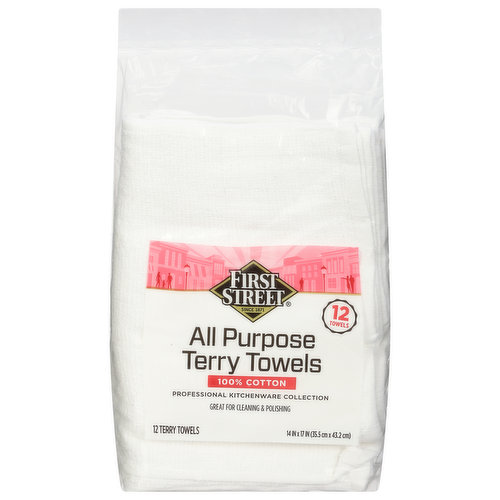 First Street Terry Towels, All Purpose, 100% Cotton