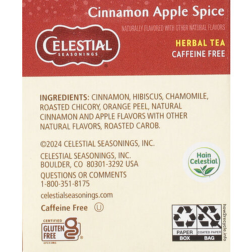 Celestial Seasonings Herbal Tea, Caffeine Free, Cinnamon Apple Spice, Tea Bags