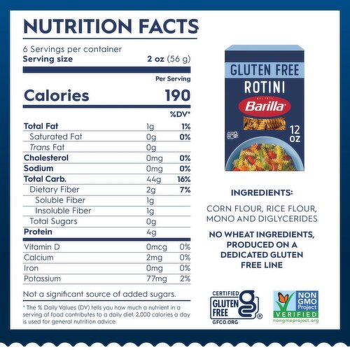 Barilla Gluten Free Rotini - Non-GMO Gluten Free Pasta Made with Blend of Corn & Rice - Vegan Pasta