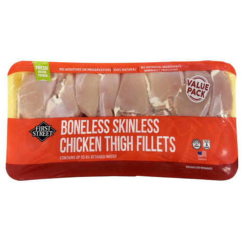 First Street Boneless Skinless Chicken Thighs, Avg