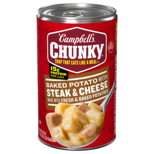 Campbell's Soup, Baked Potato with Steak and Cheese
