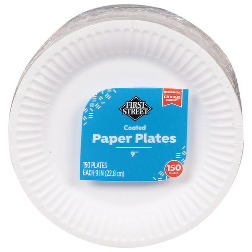 First Street Paper Plates, Coated, 9 Inch