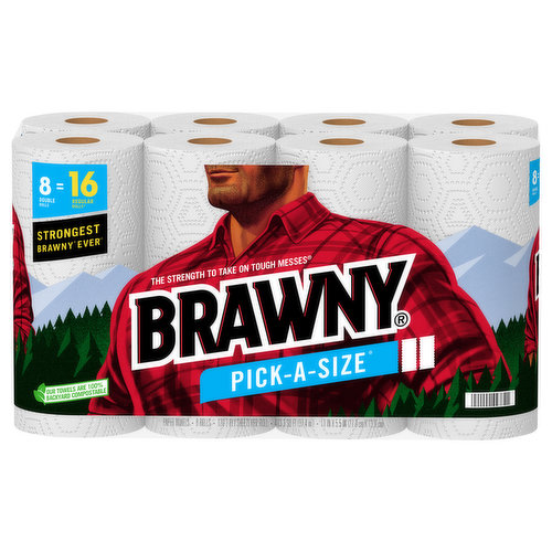 Brawny Paper Towels, Double Rolls, 2-Ply