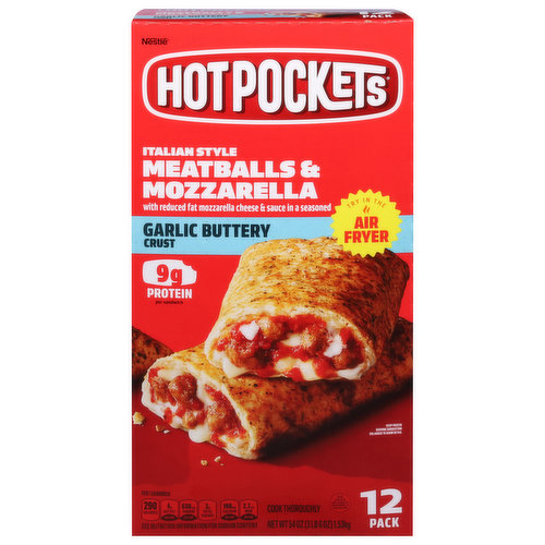 Hot Pockets Crust, Meatballs & Mozzarella, Garlic Buttery, Italian Style, 12 Pack