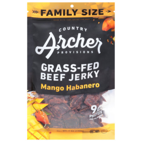 Country Archer Beef Jerky, Grass-Fed, Mango Habanero, Family Size
