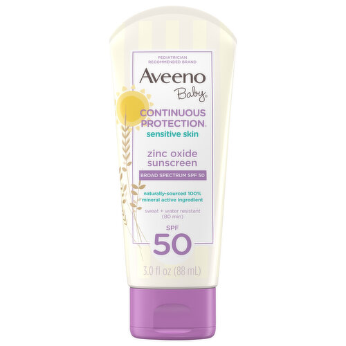 Aveeno Sunscreen, Sensitive Skin, Continuous Protection, Broad Spectrum SPF 50