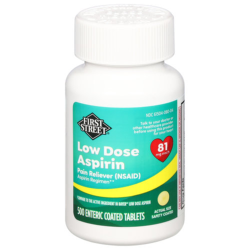 First Street Low Dose Aspirin, 81 mg, Tablets
