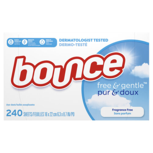 Bounce Free & Gentle Dryer Sheets, 240 Ct