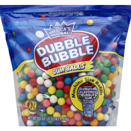 Dubble Bubble Gum Balls, Machine Size Refills, Assorted Fruit Flavored