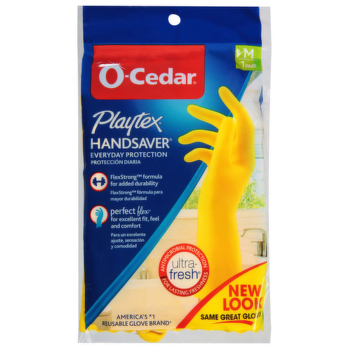 O-Cedar Gloves, Handsaver, Medium