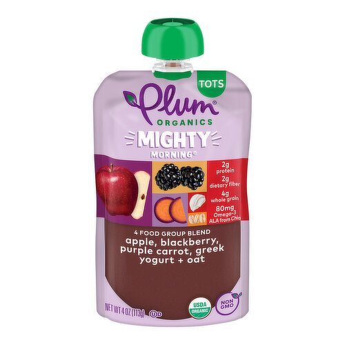 Plum Organics Mighty Morning® 4 Apple, Blackberry, Purple Carrot, Greek Yogurt + Oat 4oz Pouch