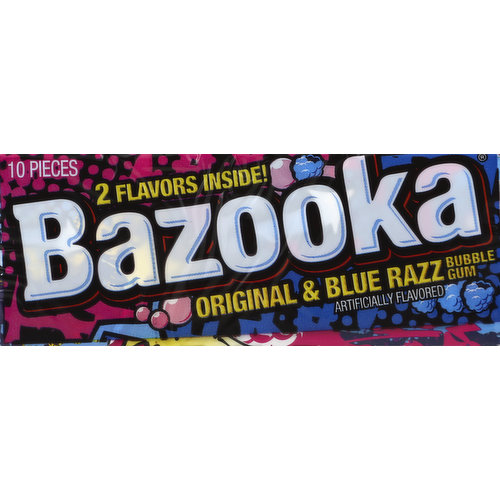 Bazooka Bubble Gum, Original & Blue Razz