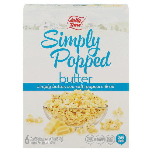 Jolly Time Microwave Popcorn, Butter, Simply Popped