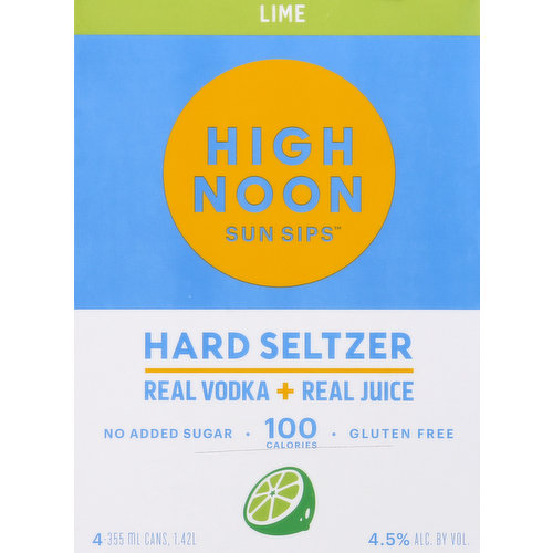 High Noon Hart Seltzer, Lime, 4 Pack