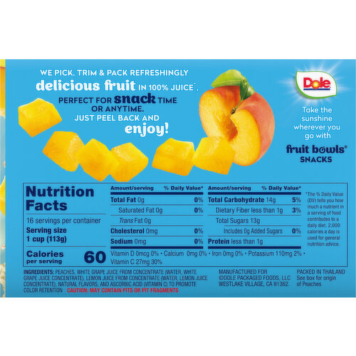 Dole in 100% Fruit Juice Diced Peaches