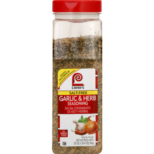 Lawrys Seasoning, Salt-free, Garlic & Herb