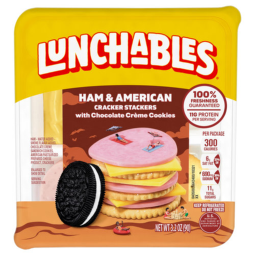 Lunchables Cracker Stackers, with Chocolate Creme Cookies, Ham & American