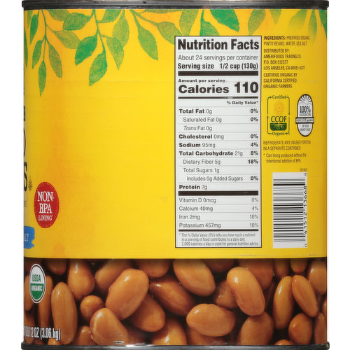 Sun Harvest Pinto Beans, Organic, Sea Salt