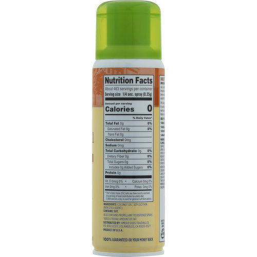First Street Cooking Spray, Coconut Oil, No Stick