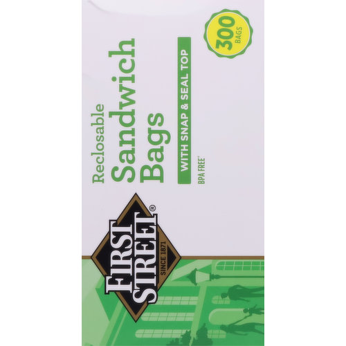 First Street Sandwich Bags, Reclosable