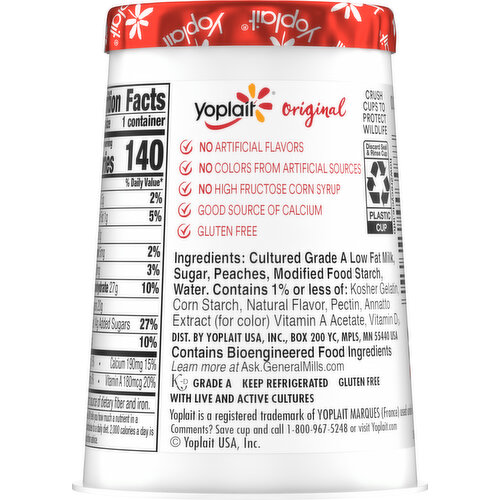Yoplait Low Fat Harvest Peach Yogurt