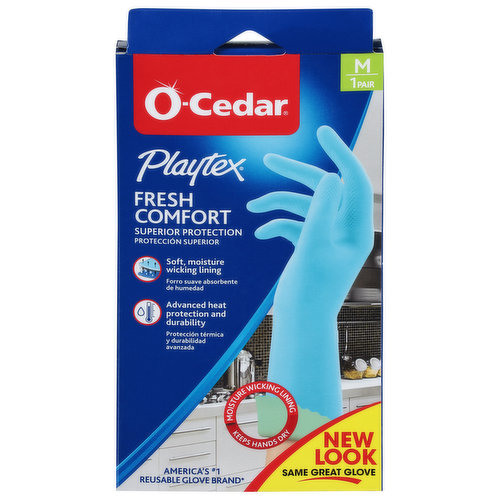 O-Cedar Gloves, Fresh Comfort, Medium