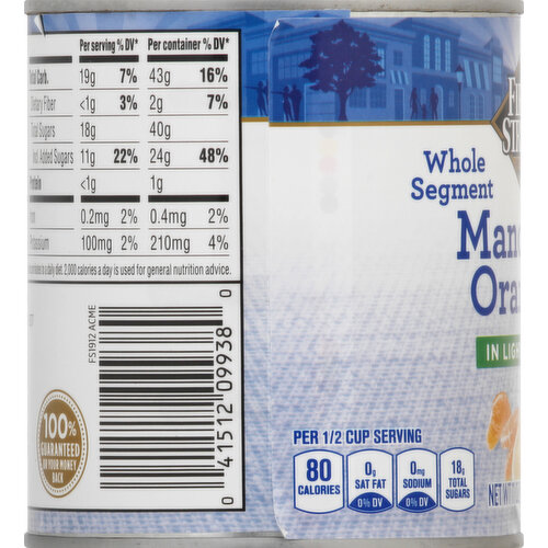 First Street Mandarin Oranges, in Light Syrup, Whole Segment