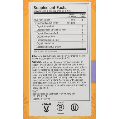 Yogi Stress Relief, Tea Bags, Kava