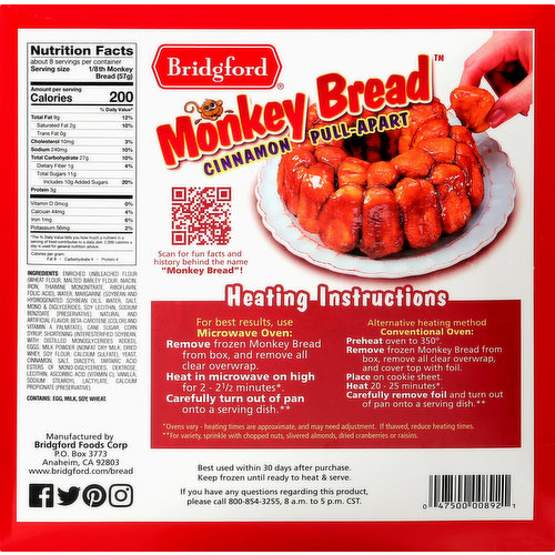 Bridgford Monkey Bread, Cinnamon Pull-Apart
