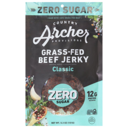 Country Archer Beef Jerky, Zero Sugar, Grass-Fed, Classic