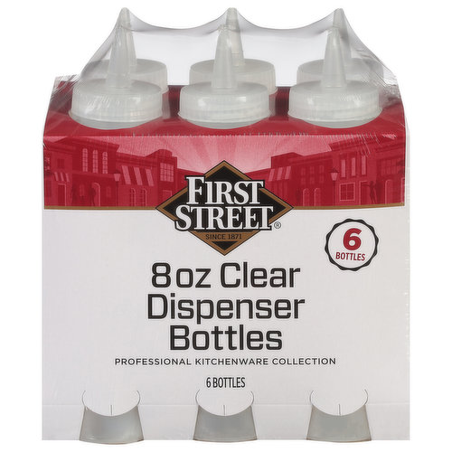 First Street Dispenser Bottles, Clear, 8 Ounce