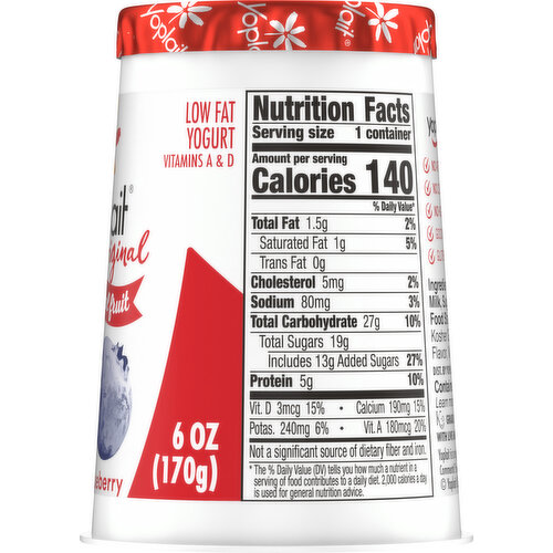 Yoplait Low Fat Mountain Blueberry Yogurt