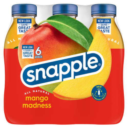 Snapple Flavored Juice Drink, Mango Madness, 6 Pack