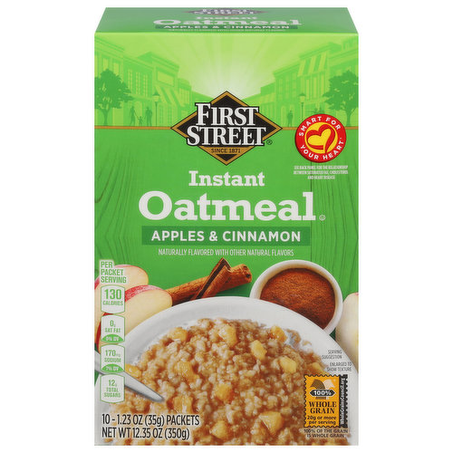 First Street Oatmeal, Instant, Apples & Cinnamon