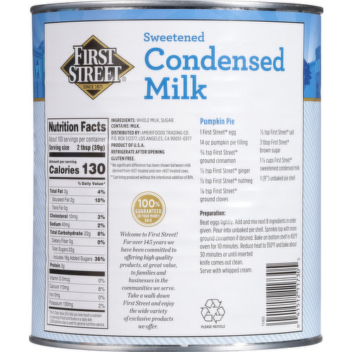 First Street Condensed Milk, Sweetened